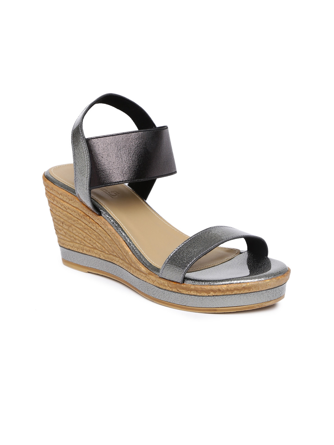 Buy Inc 5 Women Gunmetal Toned Solid Sandals Heels for Women 2299198