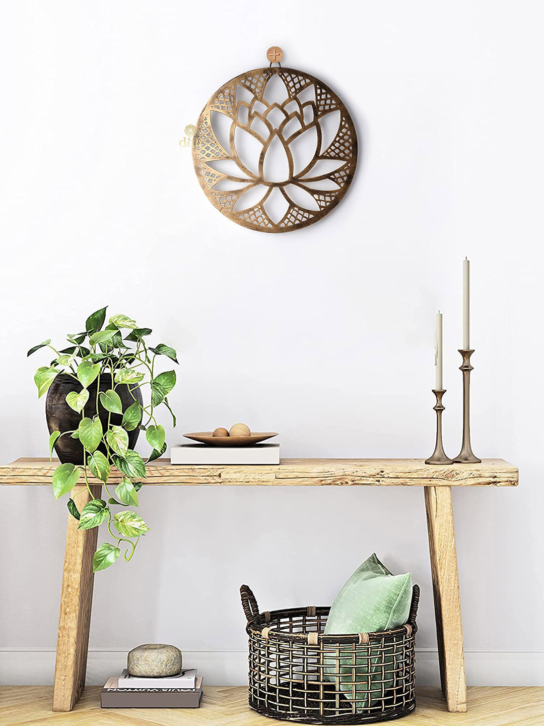 Buy DULI Beige Lotus Design Metal Wall Hanging Wall Decor Wall Decor
