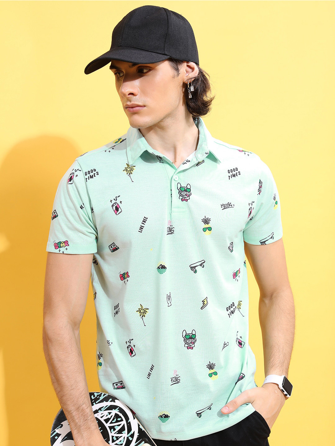 Buy KETCH Conversational Printed Polo Collar T Shirt - Tshirts for Men ...