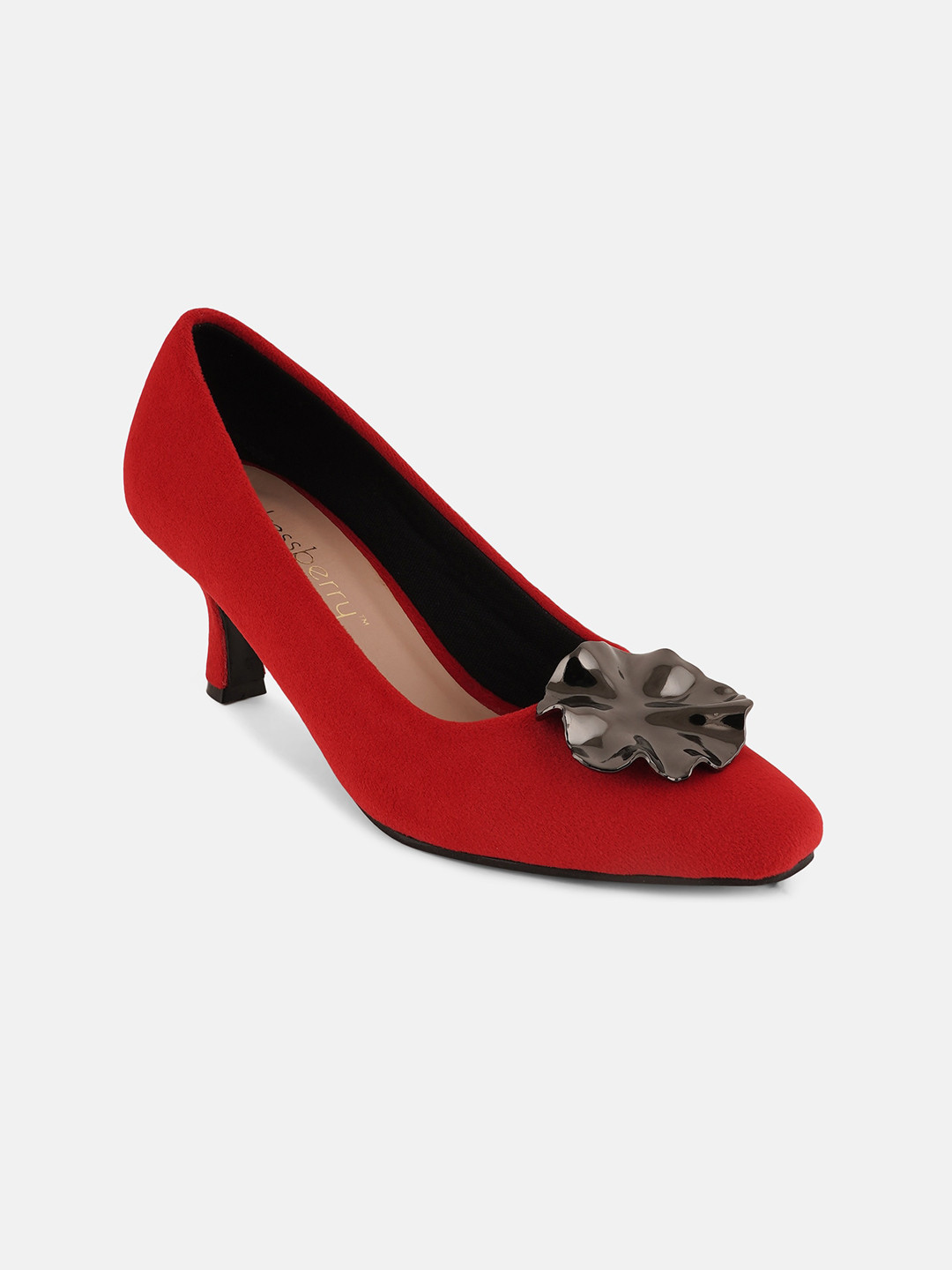 Buy DressBerry Red And Black Embellished Kitten Heel Pumps Heels for Women 23014702 Myntra