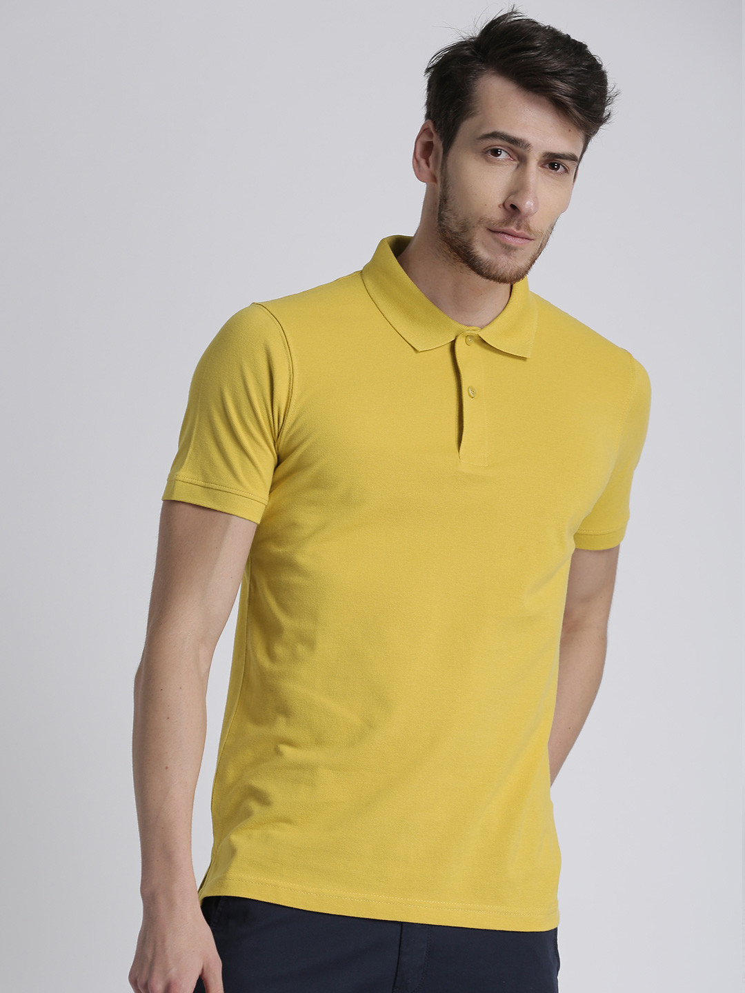 Buy Splash Men Mustard Solid Polo Collar T Shirt - Tshirts for Men 2301491 | Myntra