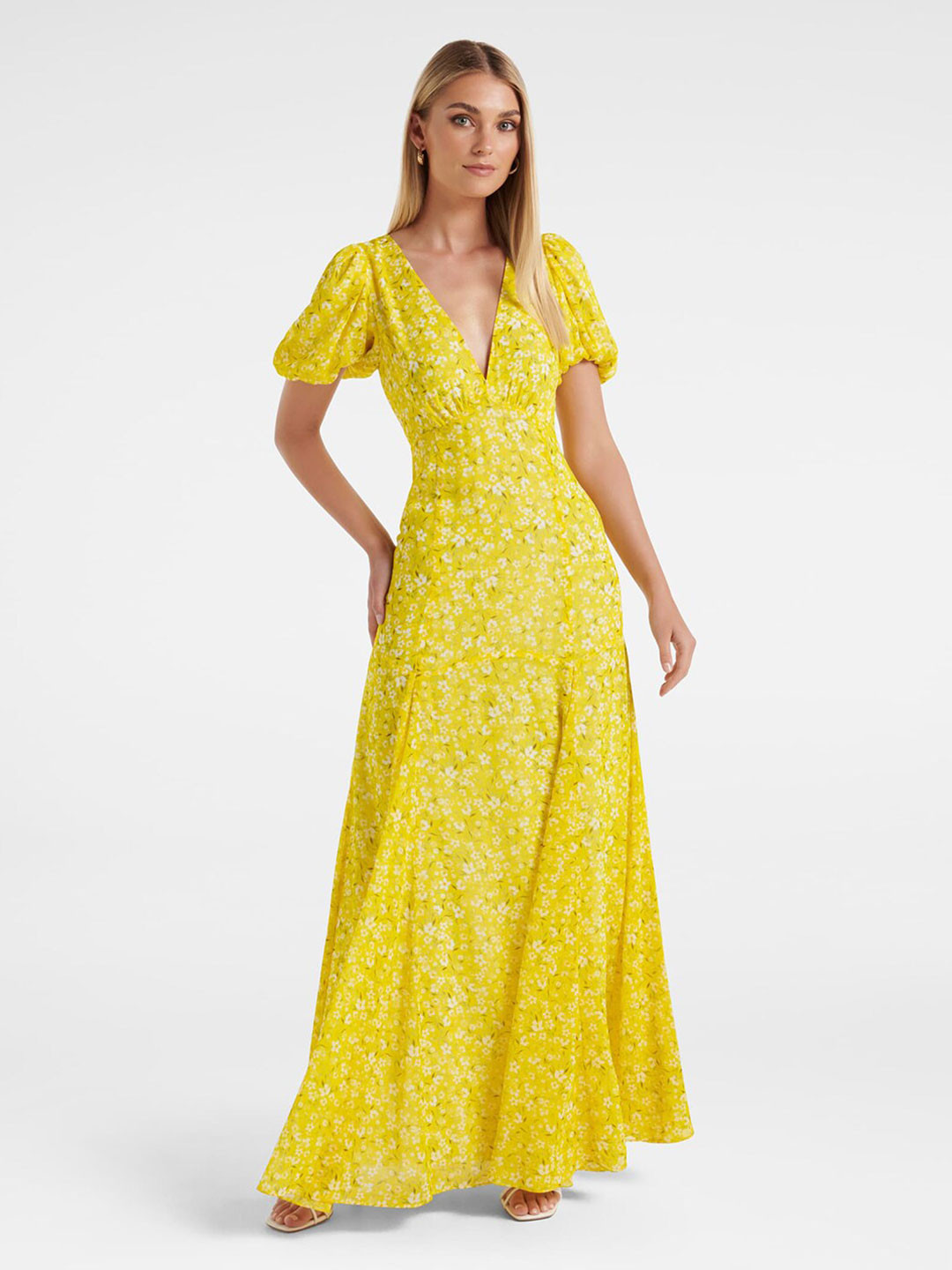 Floral Print Puff Sleeve Maxi Dress main image 0