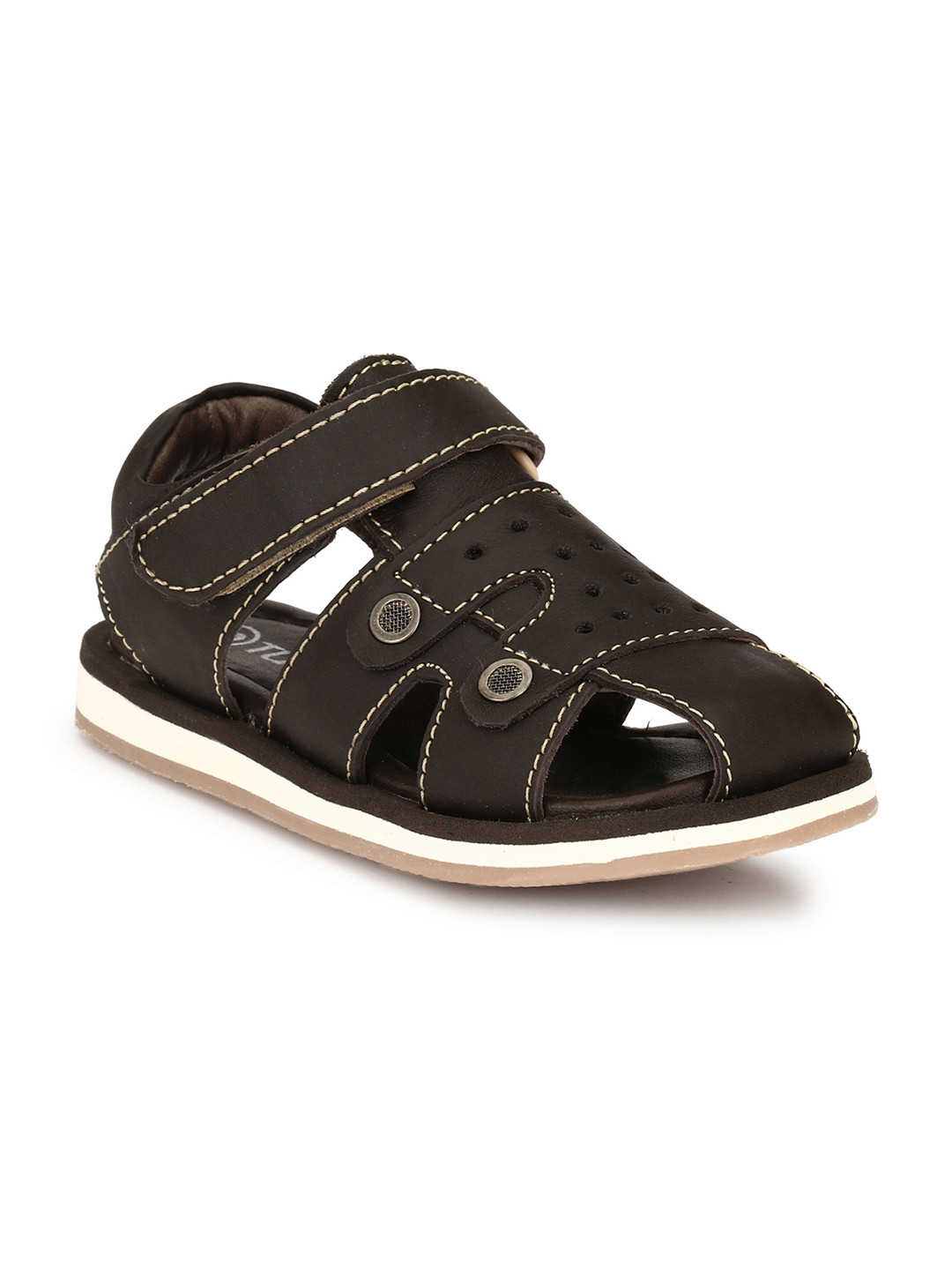 Buy TUSKEY Boys Coffee Brown Comfort Leather Sandals Sandals for Boys