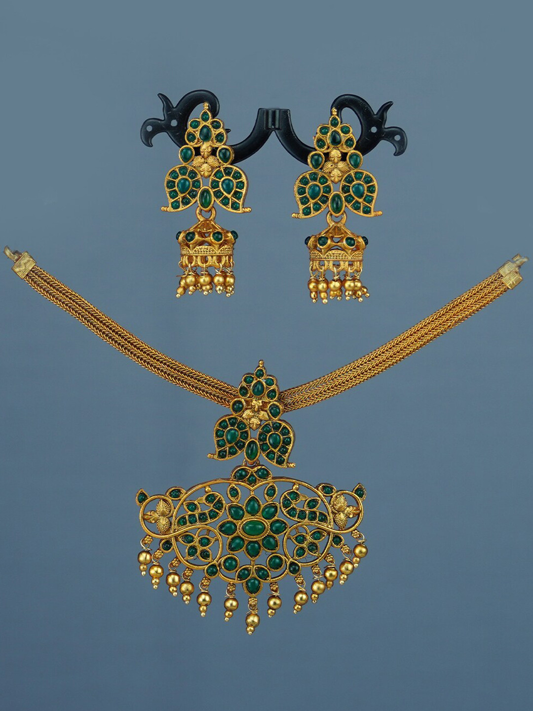 Buy Diksha Collection Gold Plated Stone Studded & Beaded Matte Finish