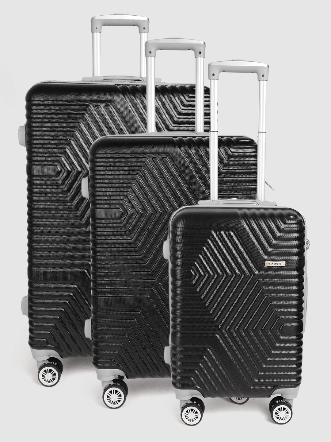 Buy Teakwood Leathers Set Of 3 Textured Hard Sided Trolley Bags