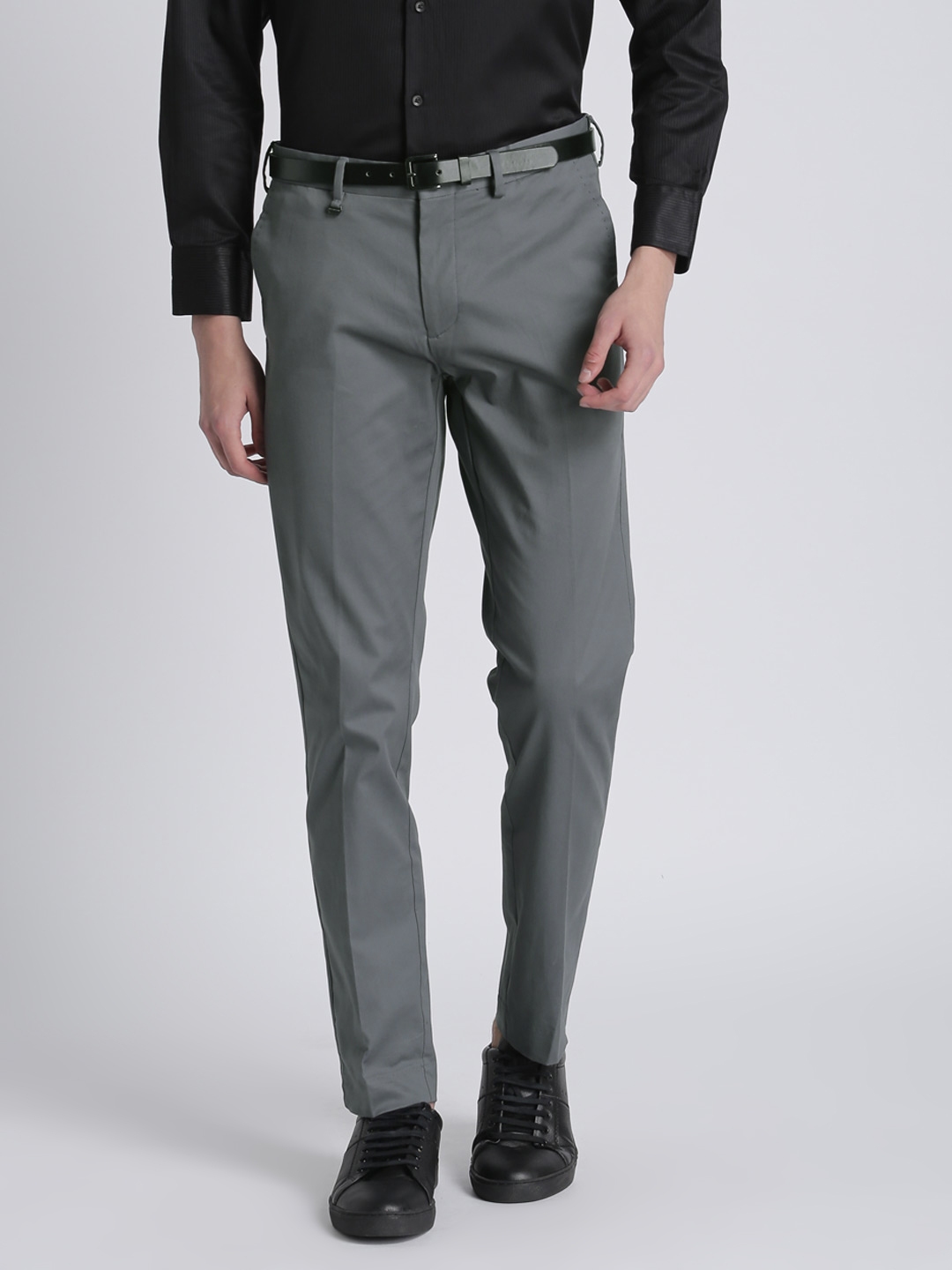 Buy Splash Men Grey Regular Fit Solid Formal Trousers - Trousers for ...