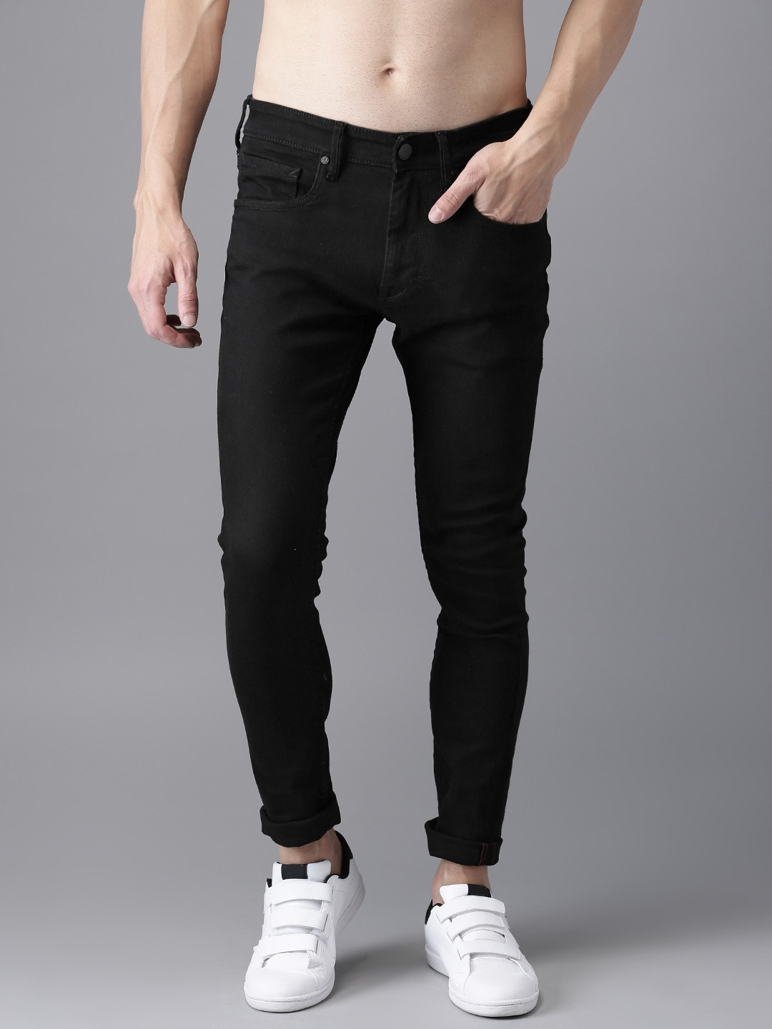 Buy HERE&NOW Men Black Skinny Fit Mid Rise Clean Look Stretchable Jeans