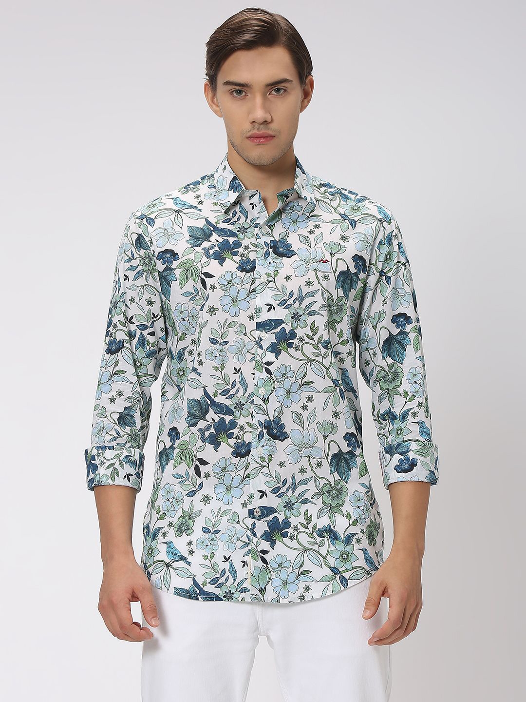 Buy Mufti Slim Fit Floral Opaque Printed Cotton Casual Shirt - Shirts ...