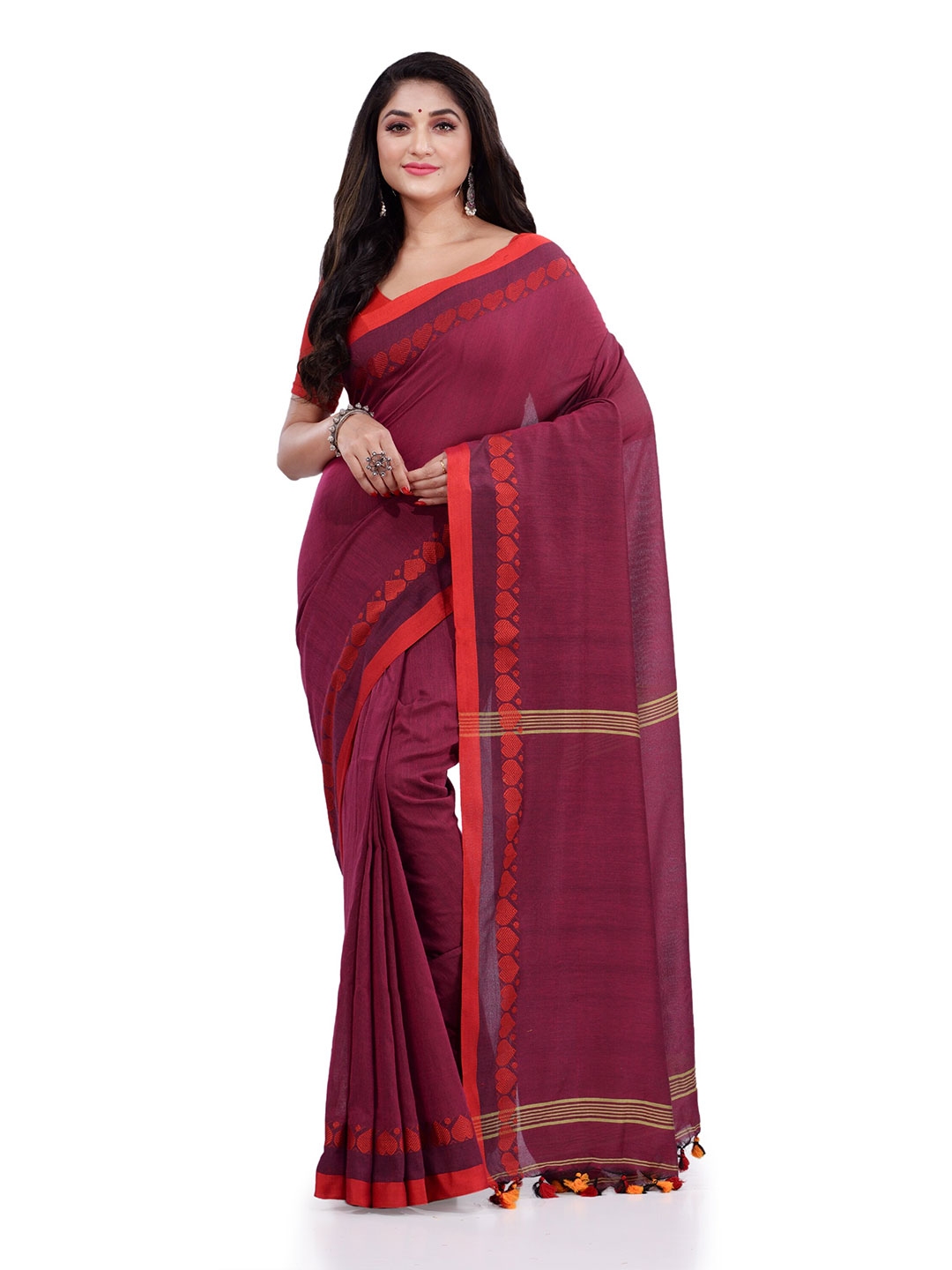 Buy DESH BIDESH Bengali Pure Cotton Handloom Taant Saree - Sarees for ...