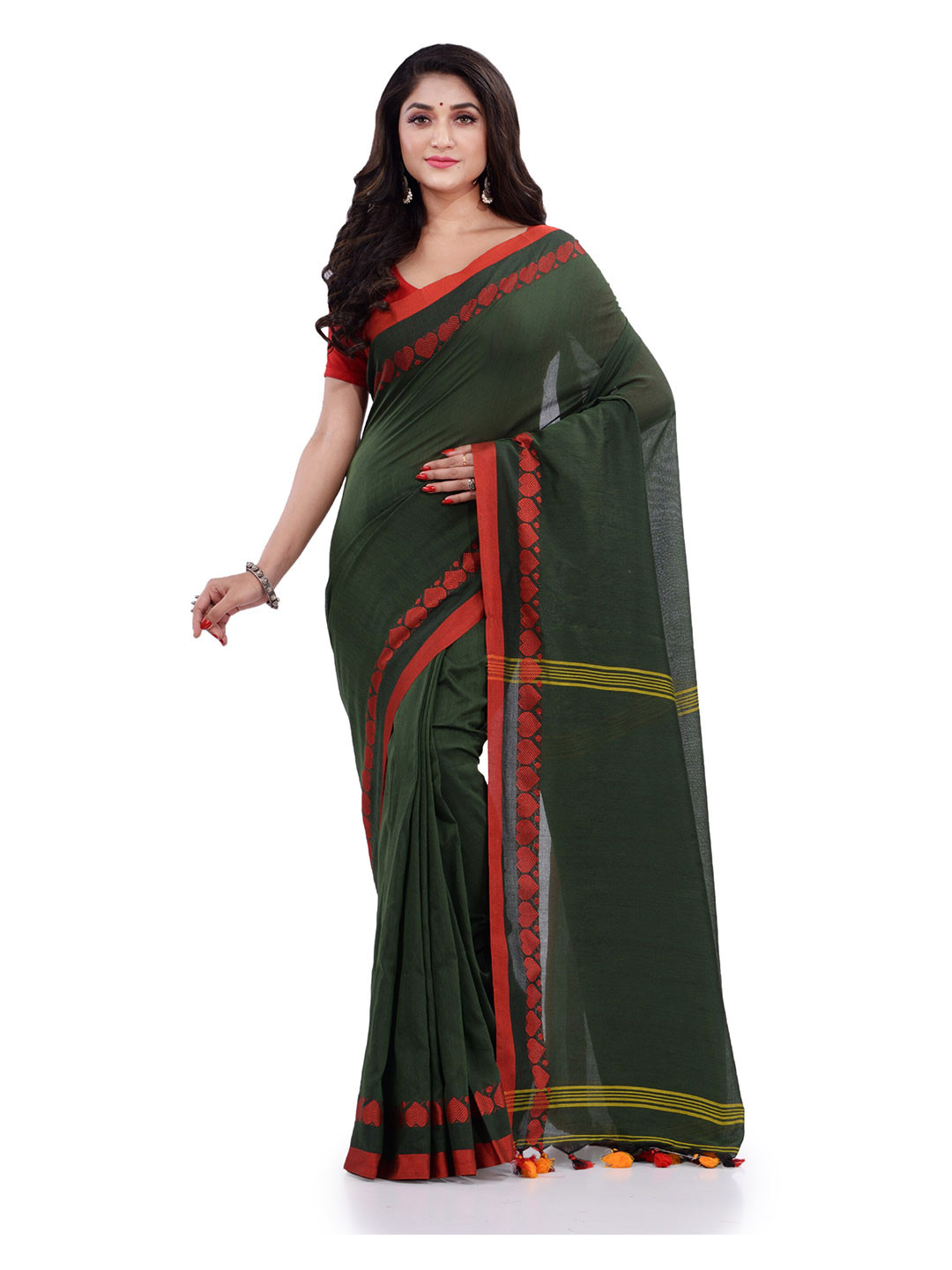 Buy DESH BIDESH Bengali Zari Pure Cotton Handloom Taant Saree Sarees