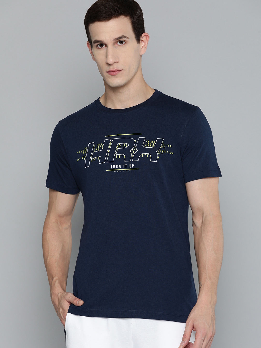 Buy HRX By Hrithik Roshan Brand Logo Printed T Shirt - Tshirts for Men ...