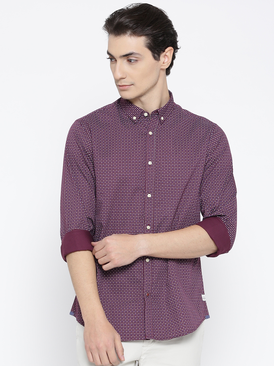 Buy Blackberrys Men Purple Slim Fit Printed Casual Shirt - Shirts for ...