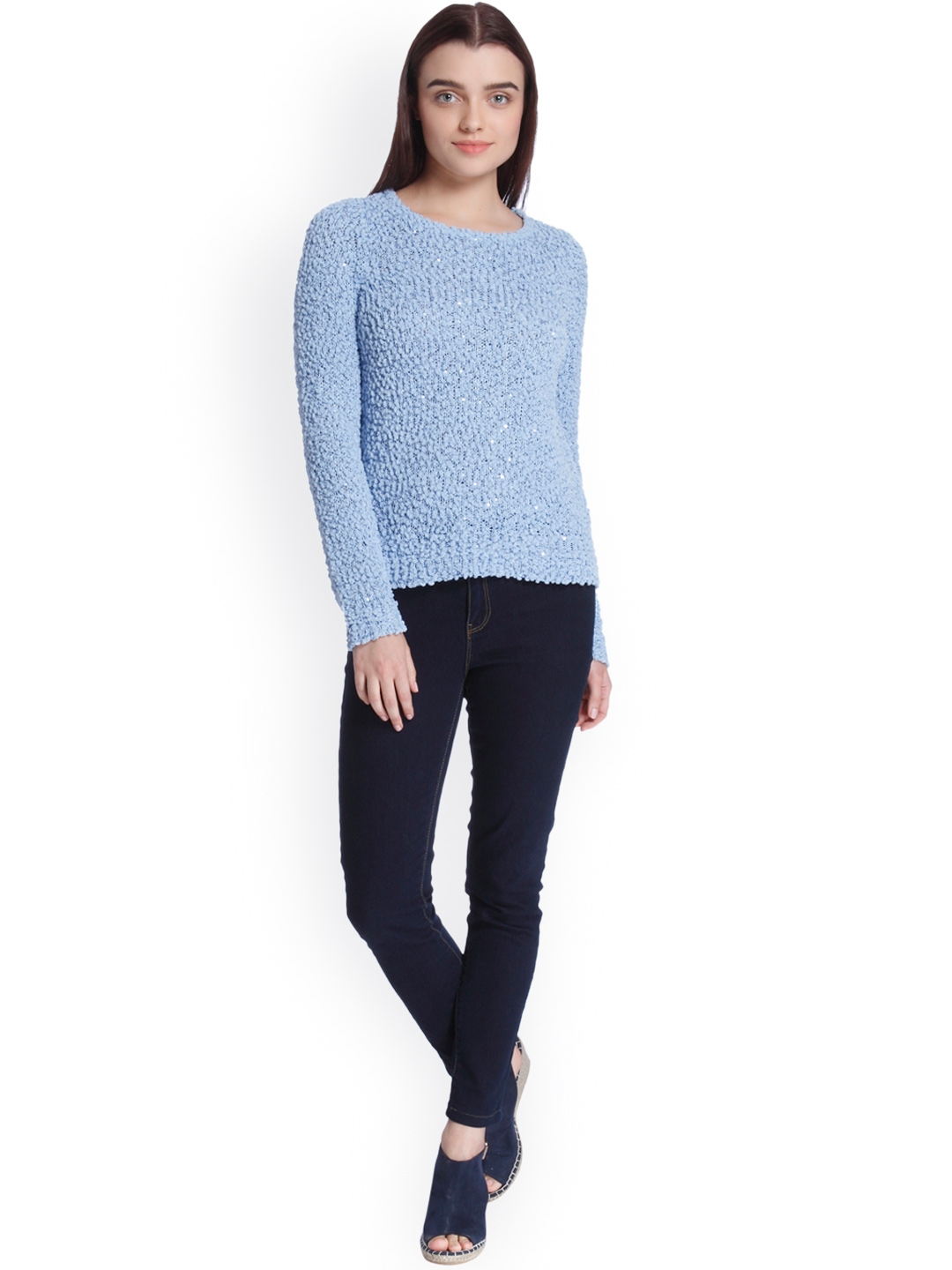 Buy Vero Moda Women Blue Self Design Pullover Sweaters For Women 2307492 Myntra