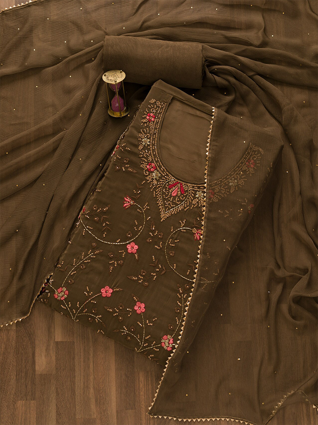 Buy Koskii ???????Beads And Stones Embroidered Organza Unstitched Dress