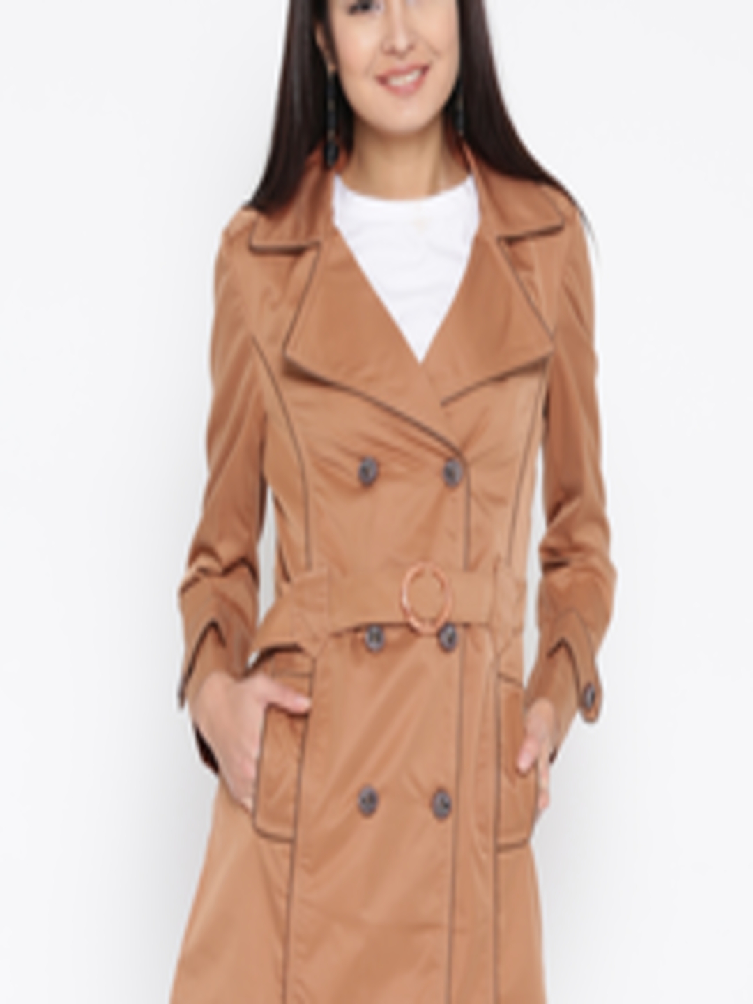 Buy Fort Collins Brown Double Breasted Belted Trench Coat - Coats for ...