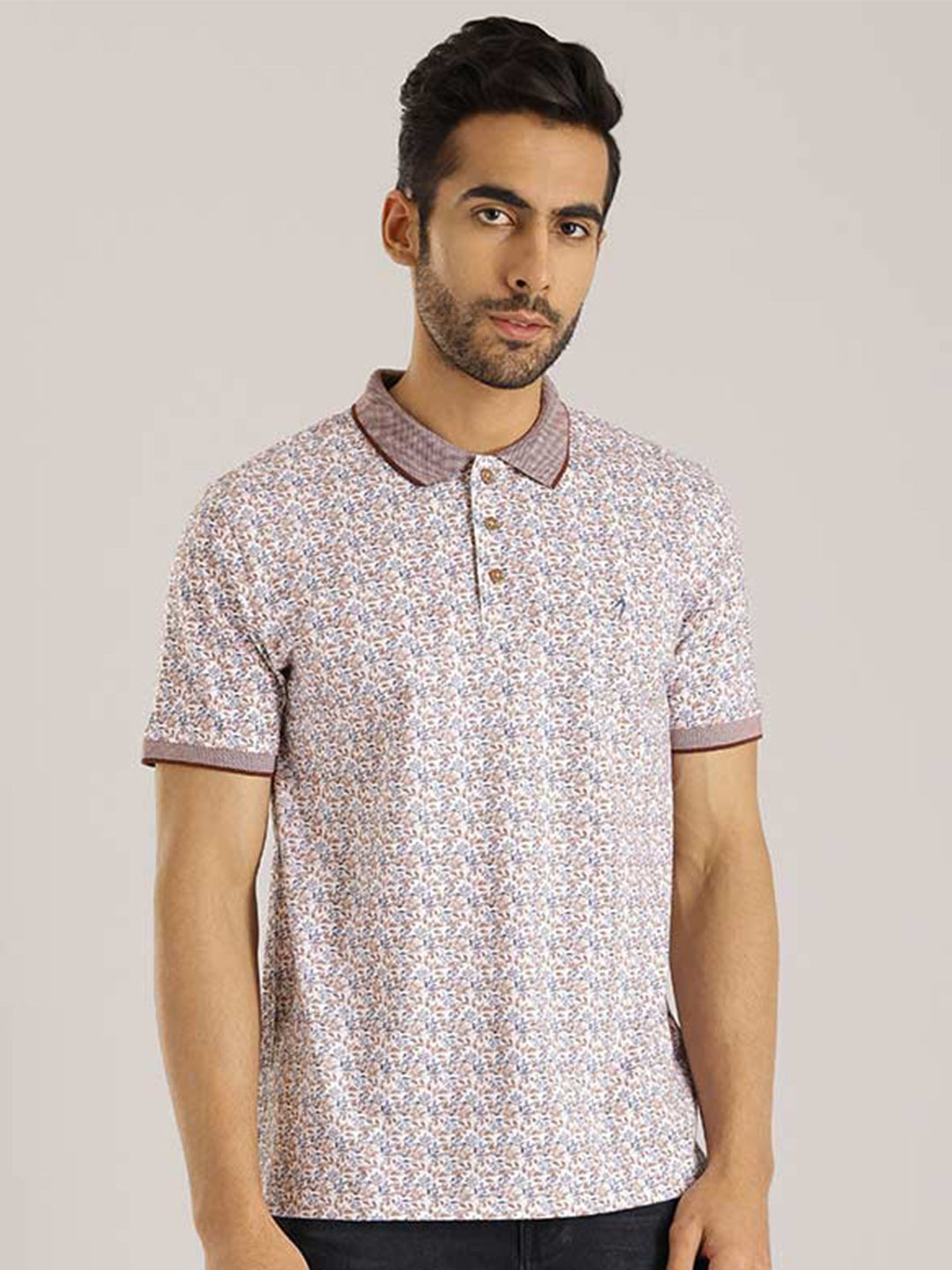Buy Indian Terrain Polo Collar Printed Cotton T Shirt - Tshirts for Men ...