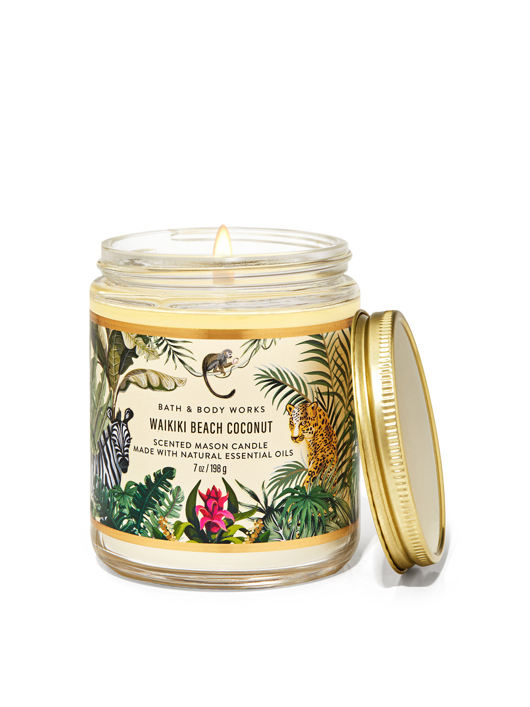 Buy Bath & Body Works Waikiki Beach Coconut Mason Single Wick Scented Candle 198g - Candles for ...