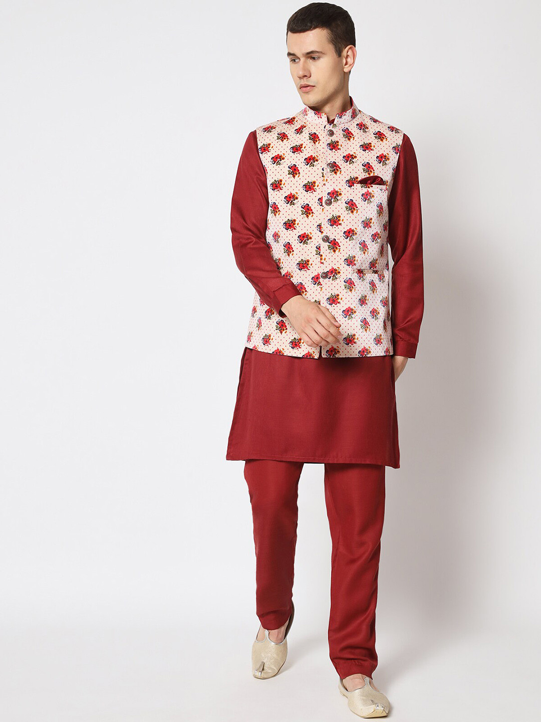 Buy MAXENCE Band Collar Kurta With Pyjamas & Nehru Jacket Kurta Sets