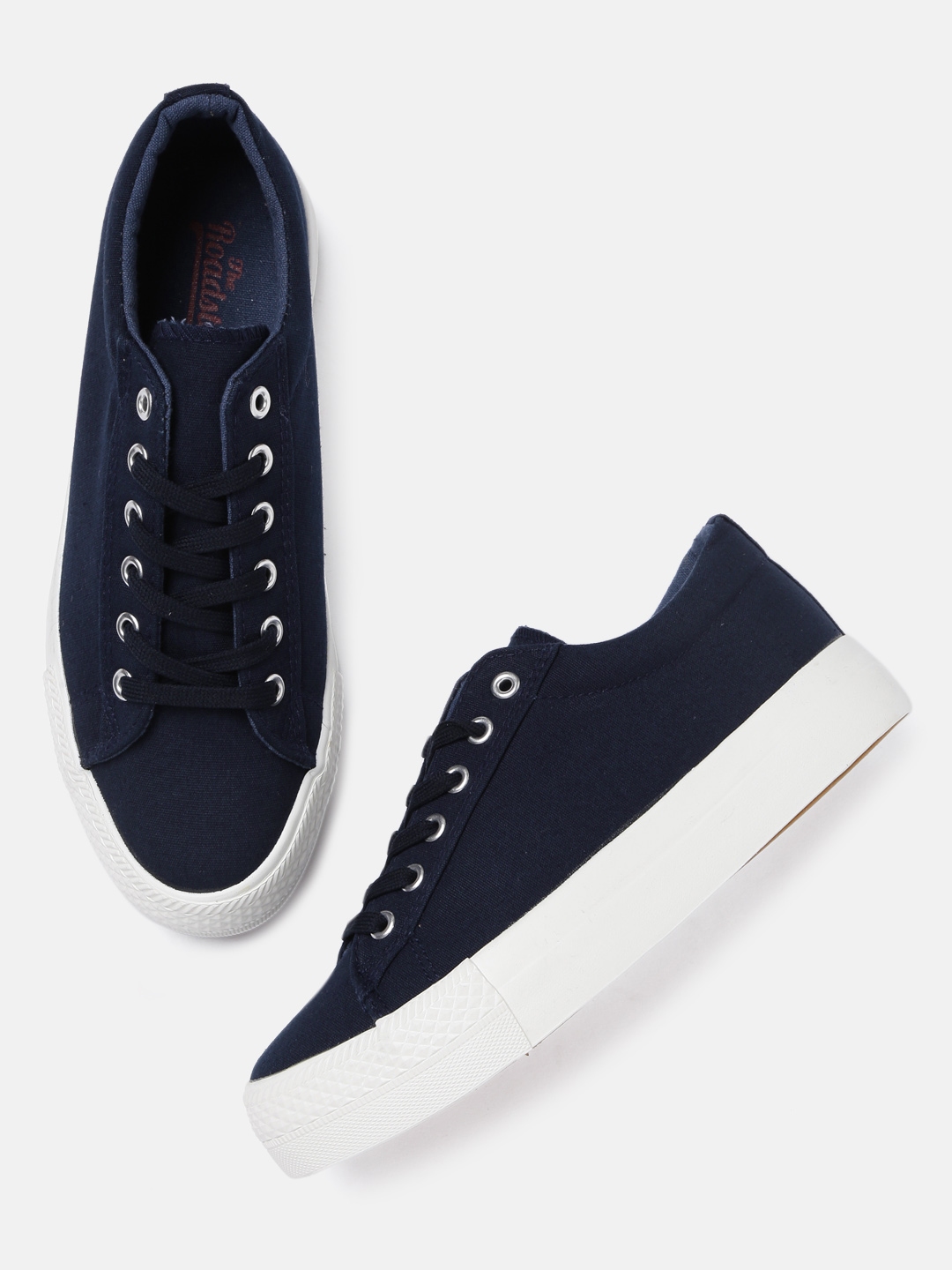 red white and navy blue sneakers