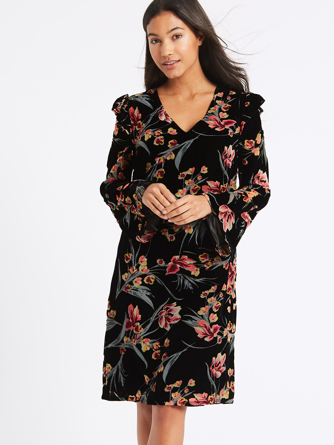 Buy Marks & Spencer Women Black Printed A Line Dress Dresses for