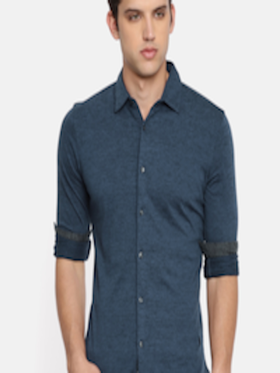 Buy Being Human Men Blue Slim Fit Solid Casual Shirt - Shirts for Men ...