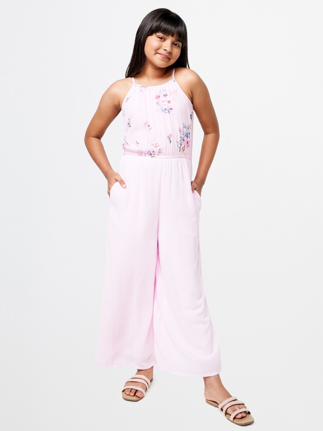 Buy AND Girls Halter Neck Floral Printed Basic Jumpsuit - Jumpsuit for Girls 23119032 | Myntra