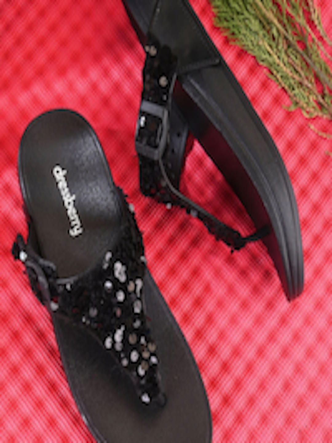 Buy DressBerry Women Black Embellished Open Toe Flats With Buckle ...