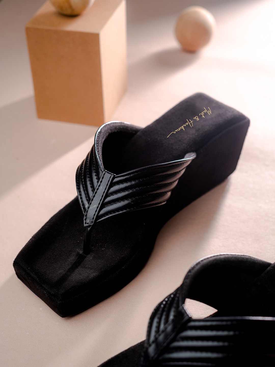 Buy Mast & Harbour Black Thong Strap Suede Flatform Heels - Heels for Women 23128220 | Myntra