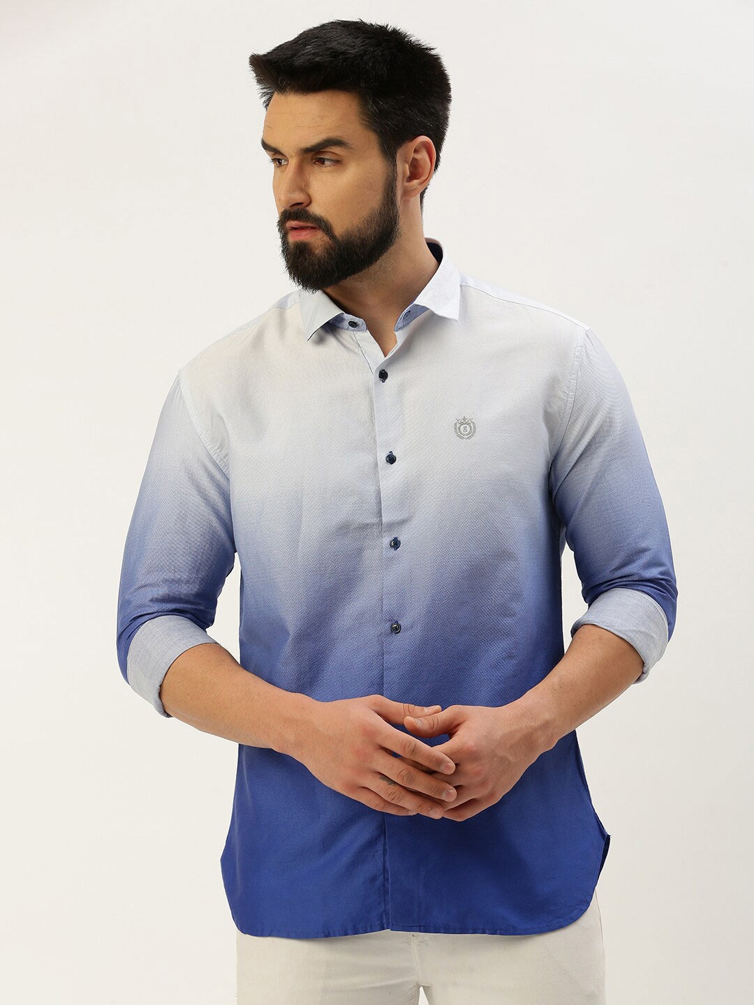 Buy SHOWOFF Comfort Spread Collar Cotton Casual Shirt - Shirts for Men ...