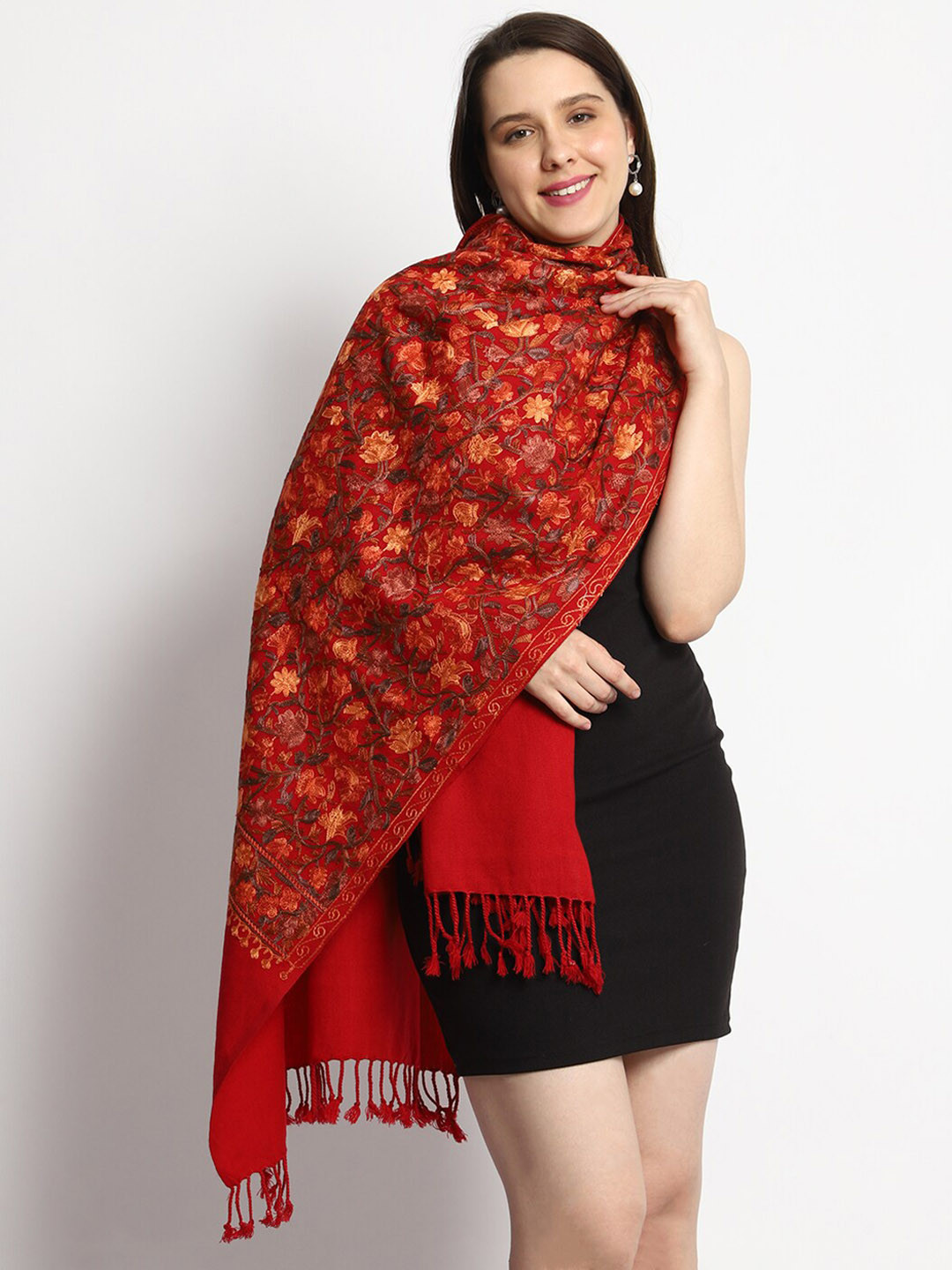 embroidered wool shawl