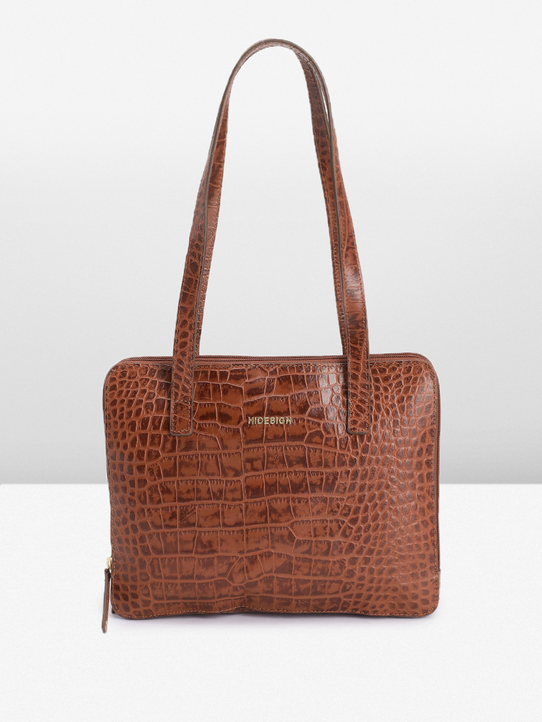 Buy Hidesign Crocodile Textured Leather Structured Shoulder Bag