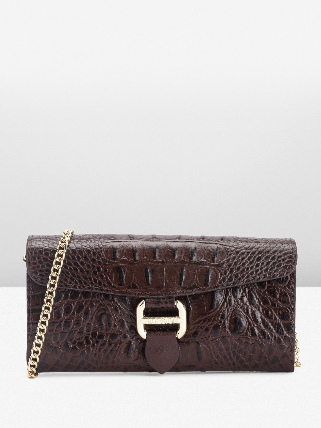 Buy Hidesign Women Crocodile Textured Buckle Detail Leather Envelope