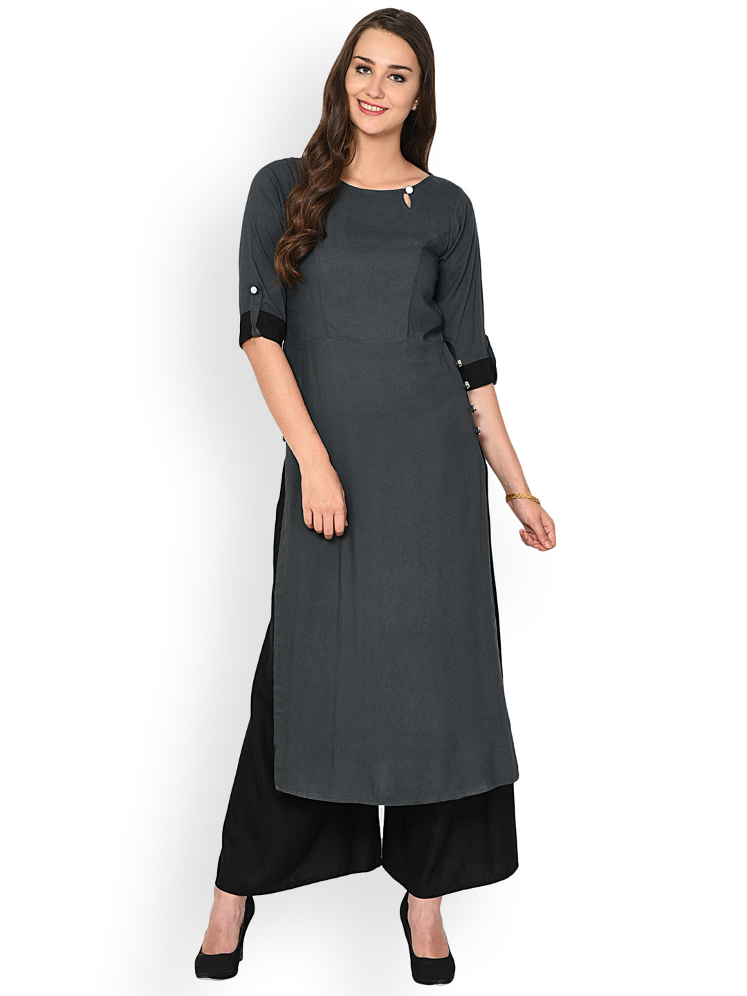 Buy Aujjessa Women Grey Solid Straight Kurta Kurtas for Women 2314577