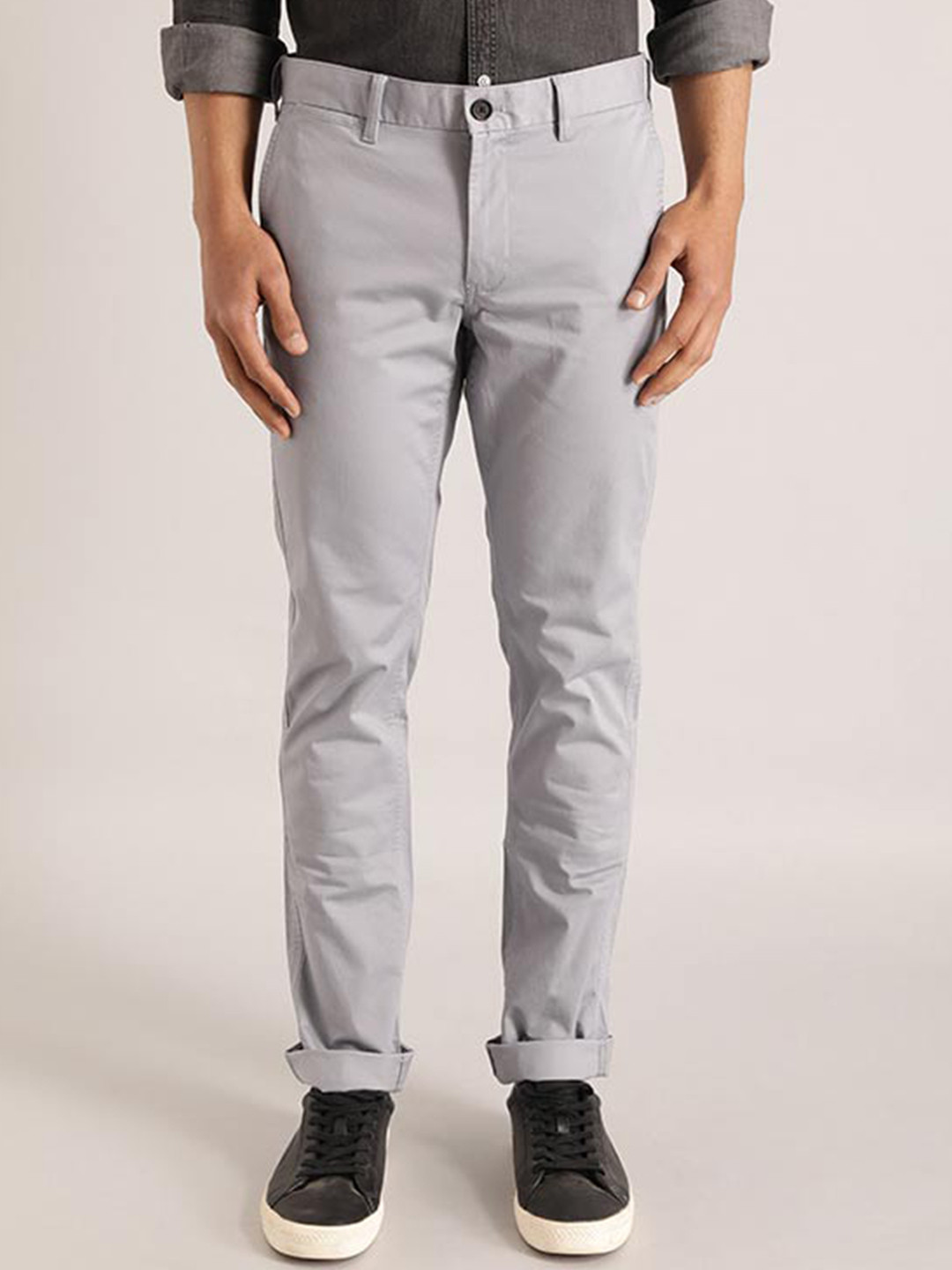 Buy Indian Terrain Men Brooklyn Slim Fit Mid Rise Trousers - Trousers ...