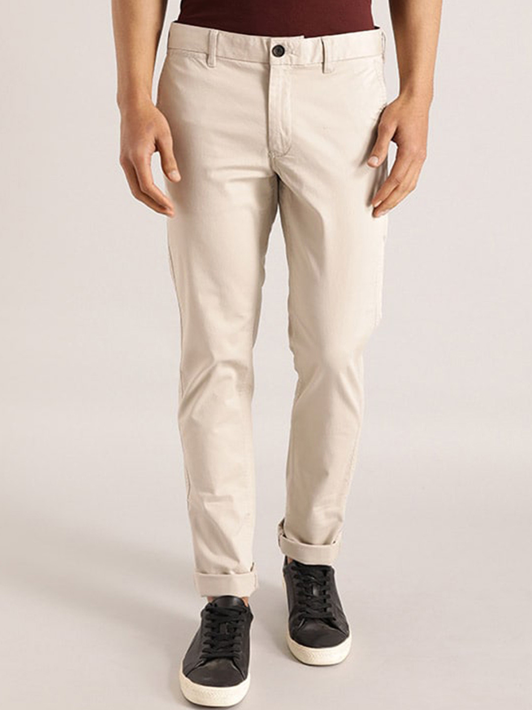 Buy Indian Terrain Men Brooklyn Slim Fit Cotton Trousers - Trousers for ...