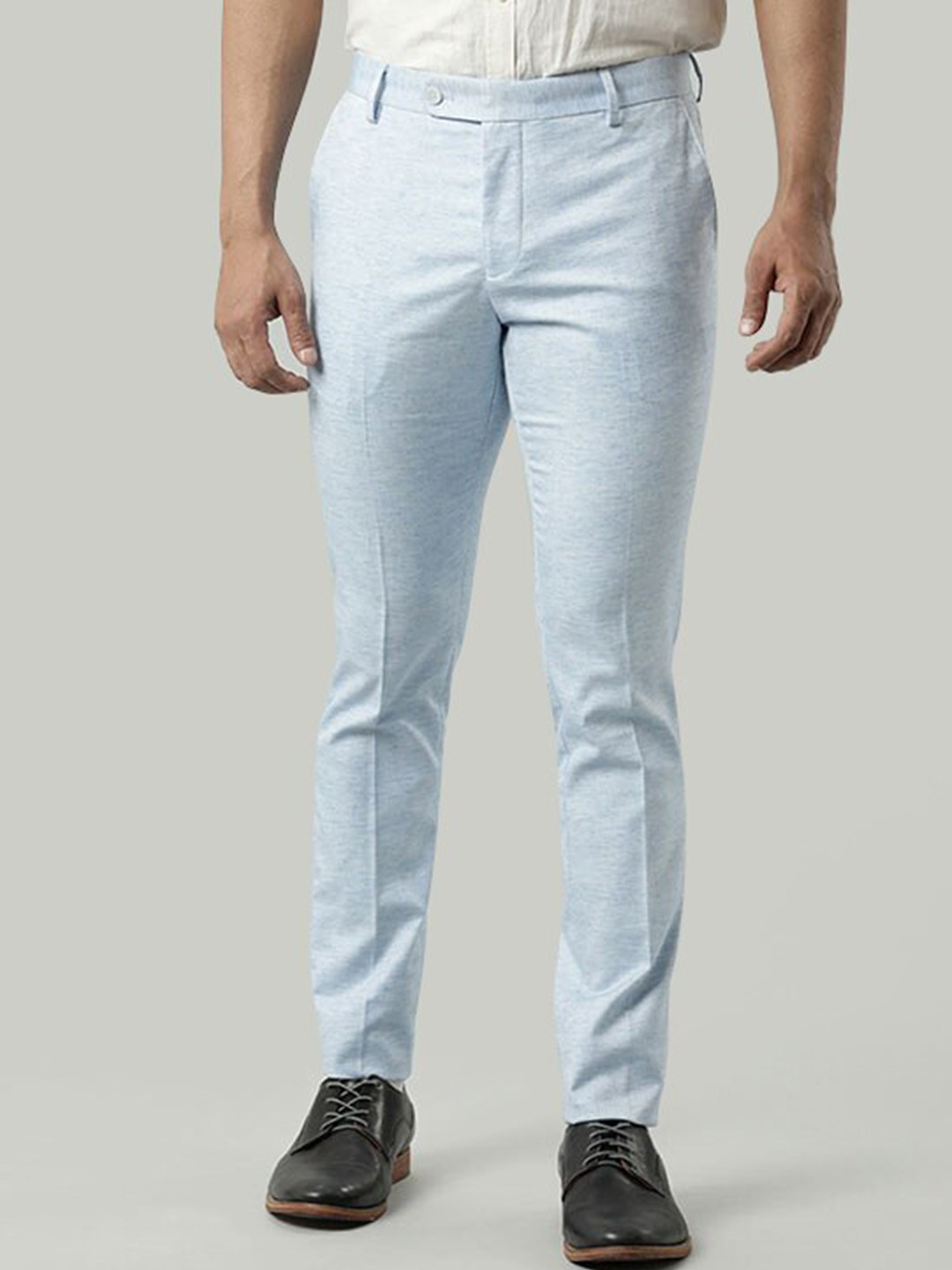 Buy Indian Terrain Men Brooklyn Slim Fit Mid Rise Pure Cotton Trousers ...