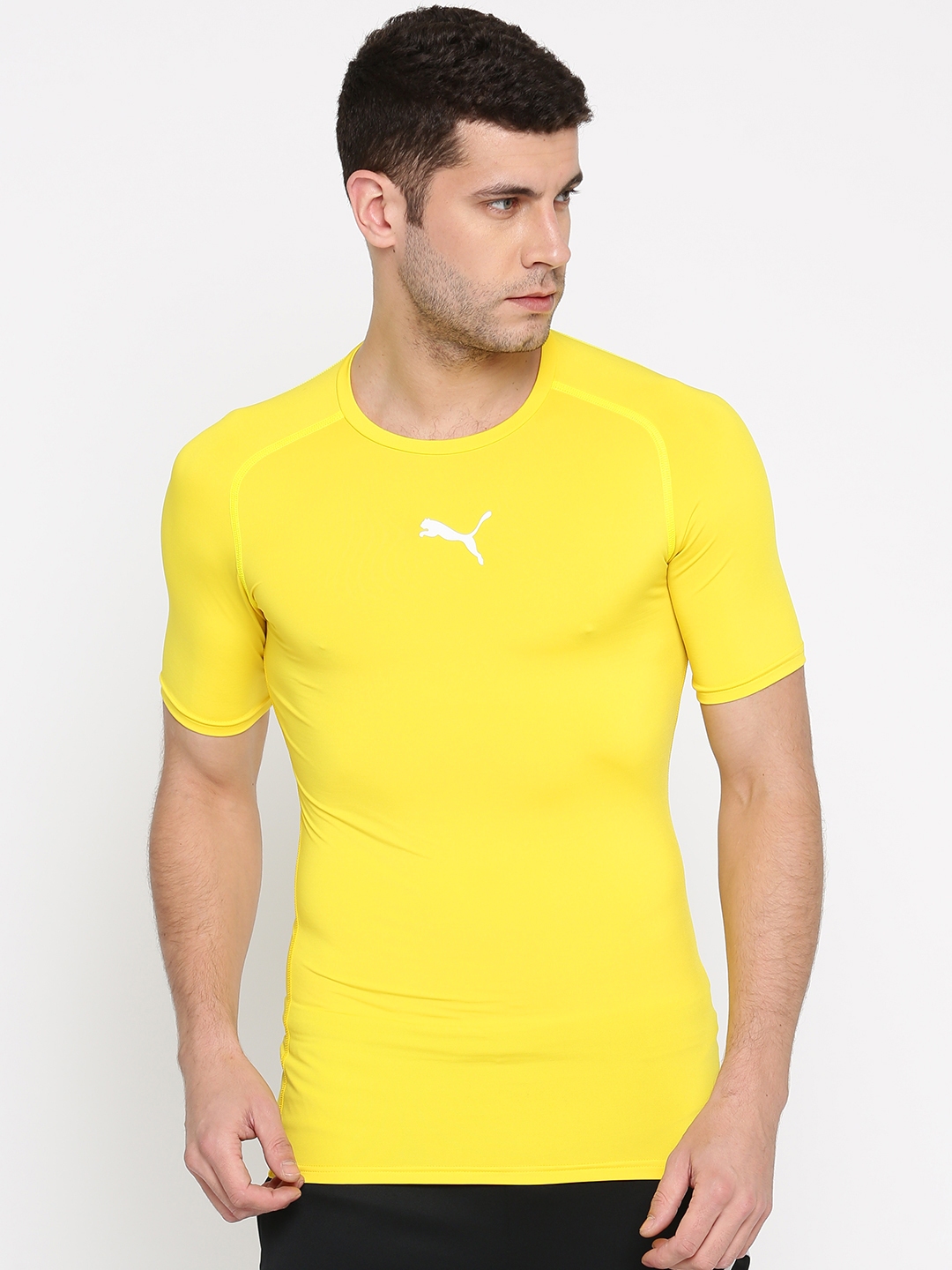 Buy Puma Men Yellow Slim Fit Round Neck T Shirt - Tshirts for Men ...