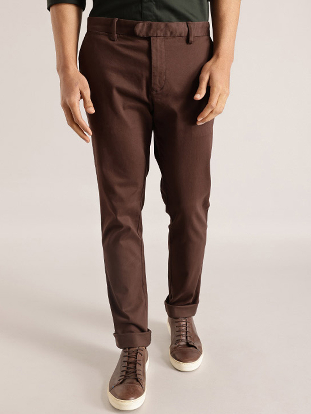Buy Indian Terrain Men Brooklyn Slim Fit Pure Cotton Chinos - Trousers ...