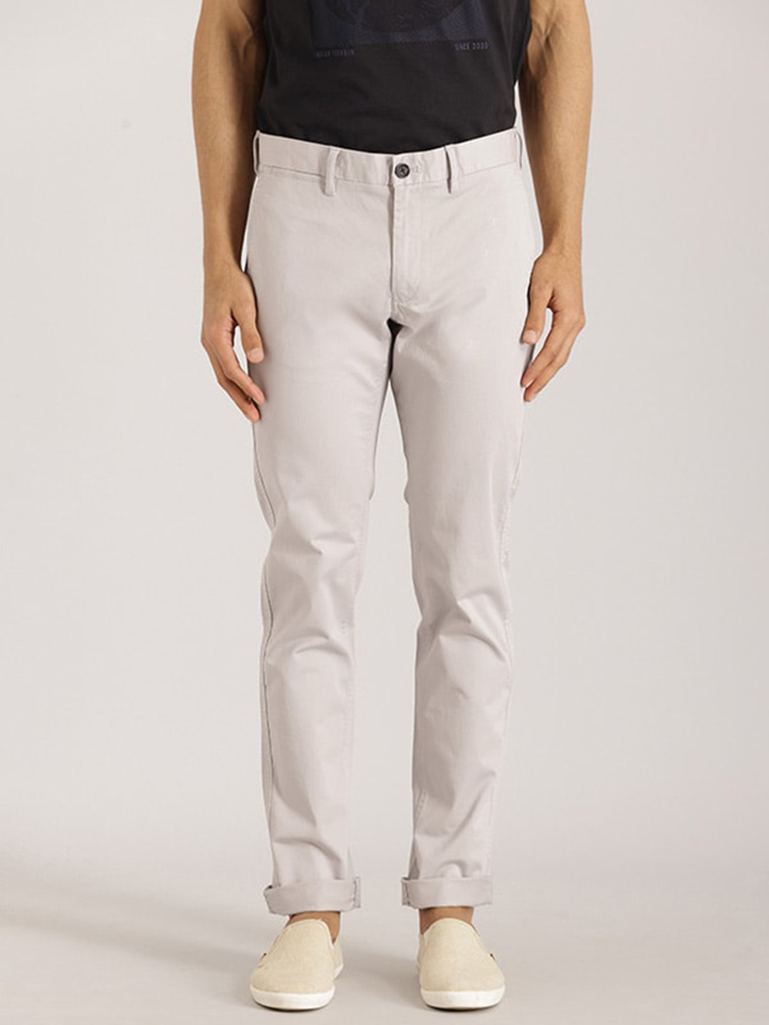 Buy Indian Terrain Men Brooklyn Slim Fit Pure Cotton Chinos - Trousers ...