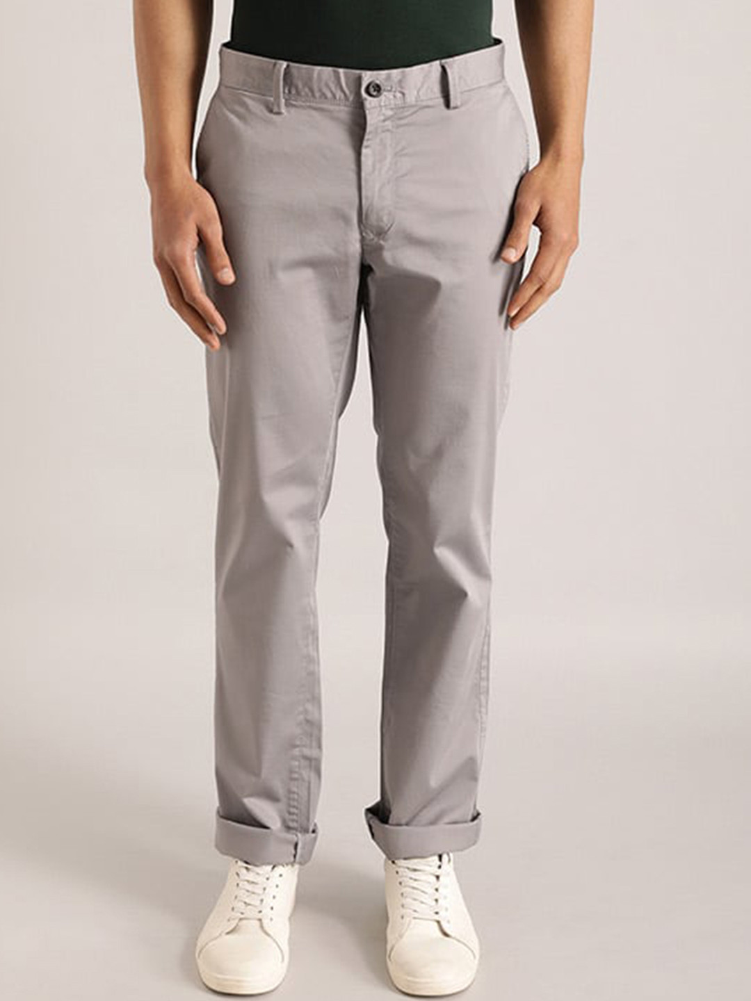 Buy Indian Terrain Men Brooklyn Slim Fit Pure Cotton Chinos - Trousers ...