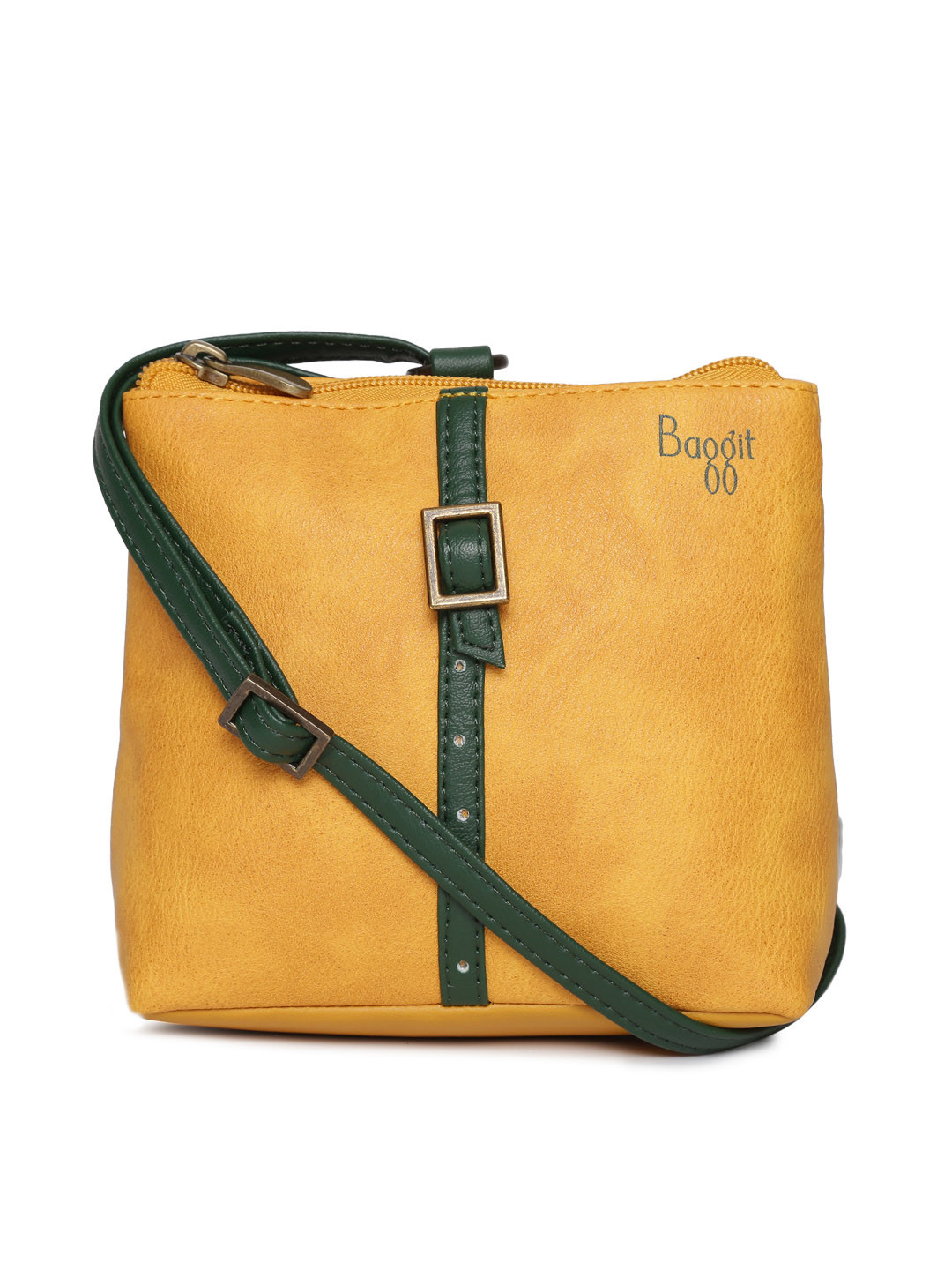 baggit mustard yellow solid sling bag