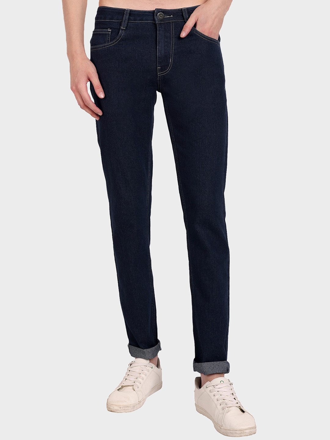 Buy Mast & Harbour Men Navy Blue Slim Fit Stretchable Jeans Jeans for