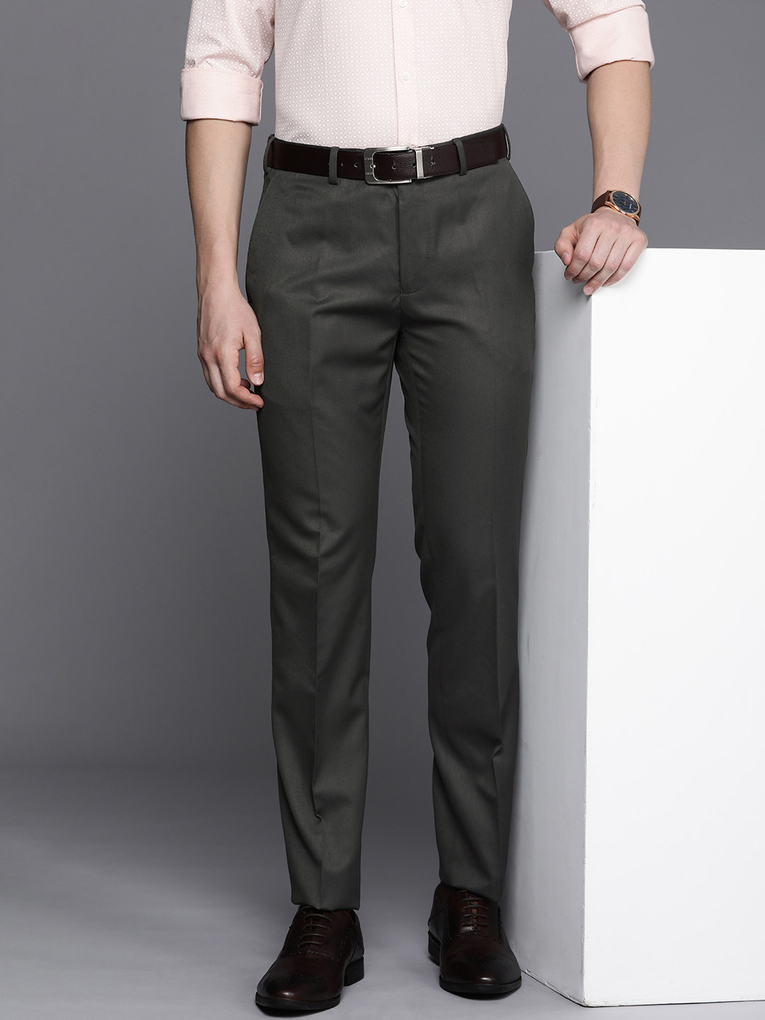 Buy Raymond Men Solid Slim Fit Formal Trousers - Trousers for Men ...