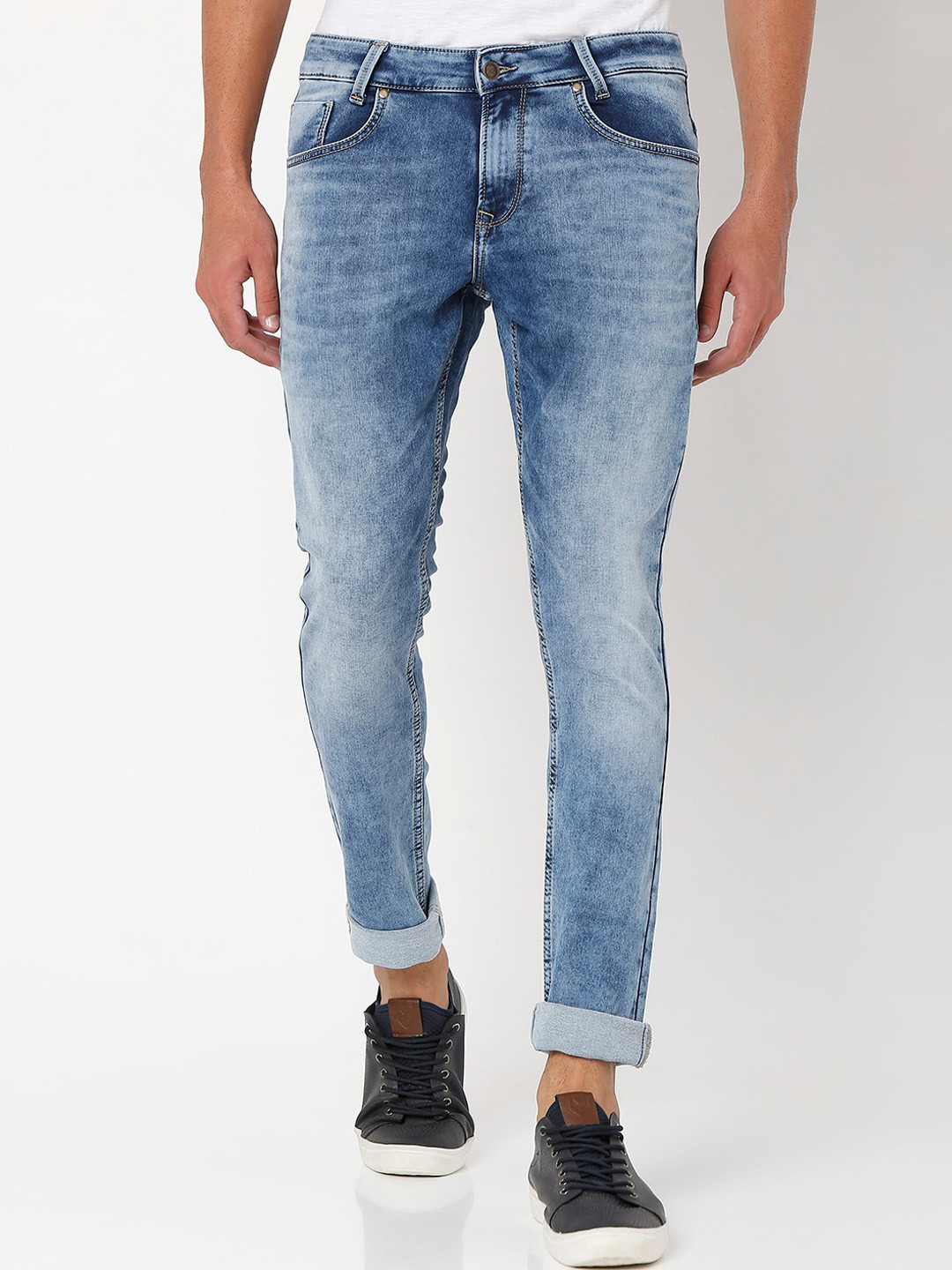 Buy Mufti Men Skinny Fit Heavy Fade Stretchable Clean Look Jeans