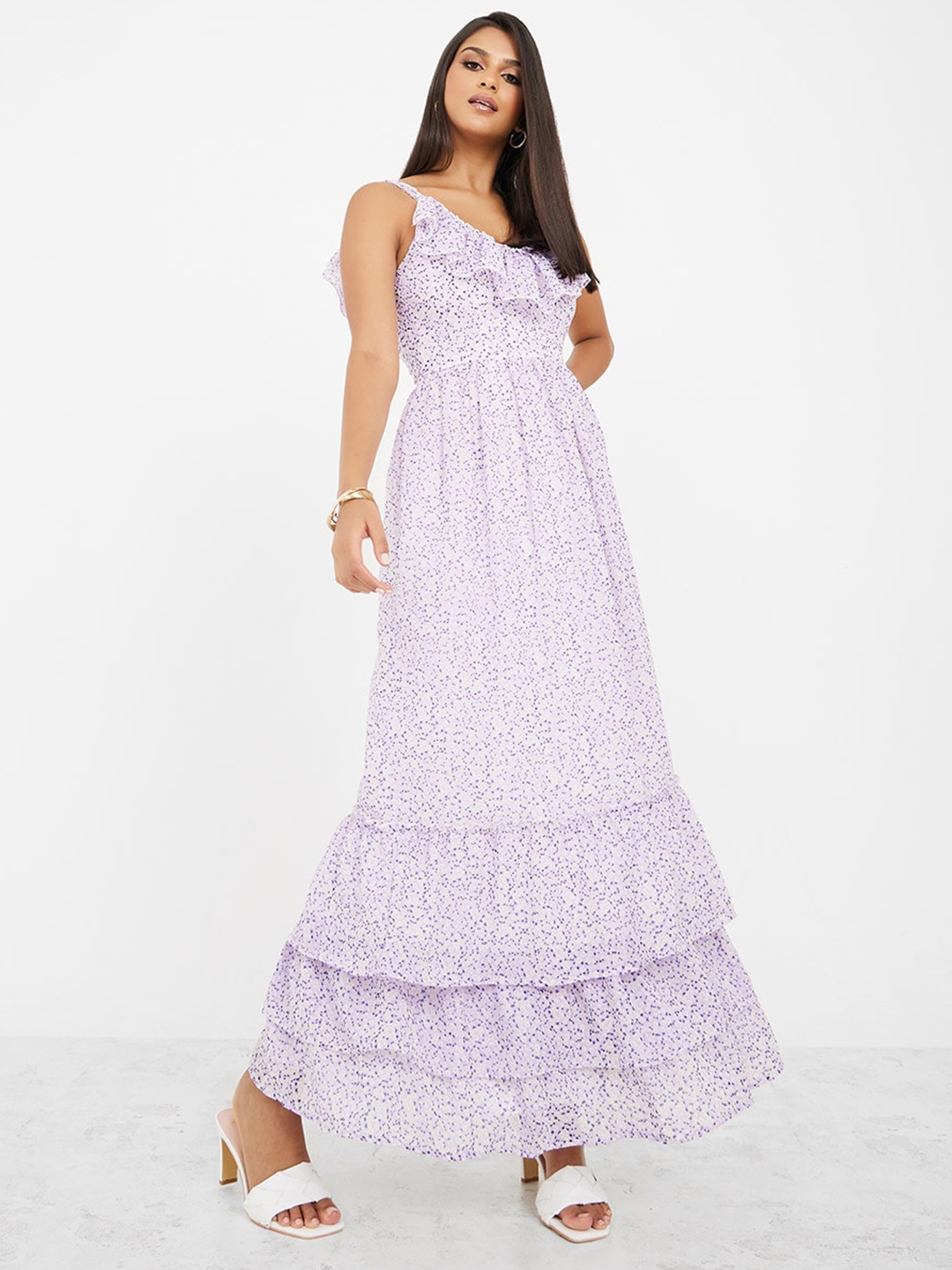 Buy Styli Floral Printed Ruffles Layered Maxi Dress - Dresses for Women ...