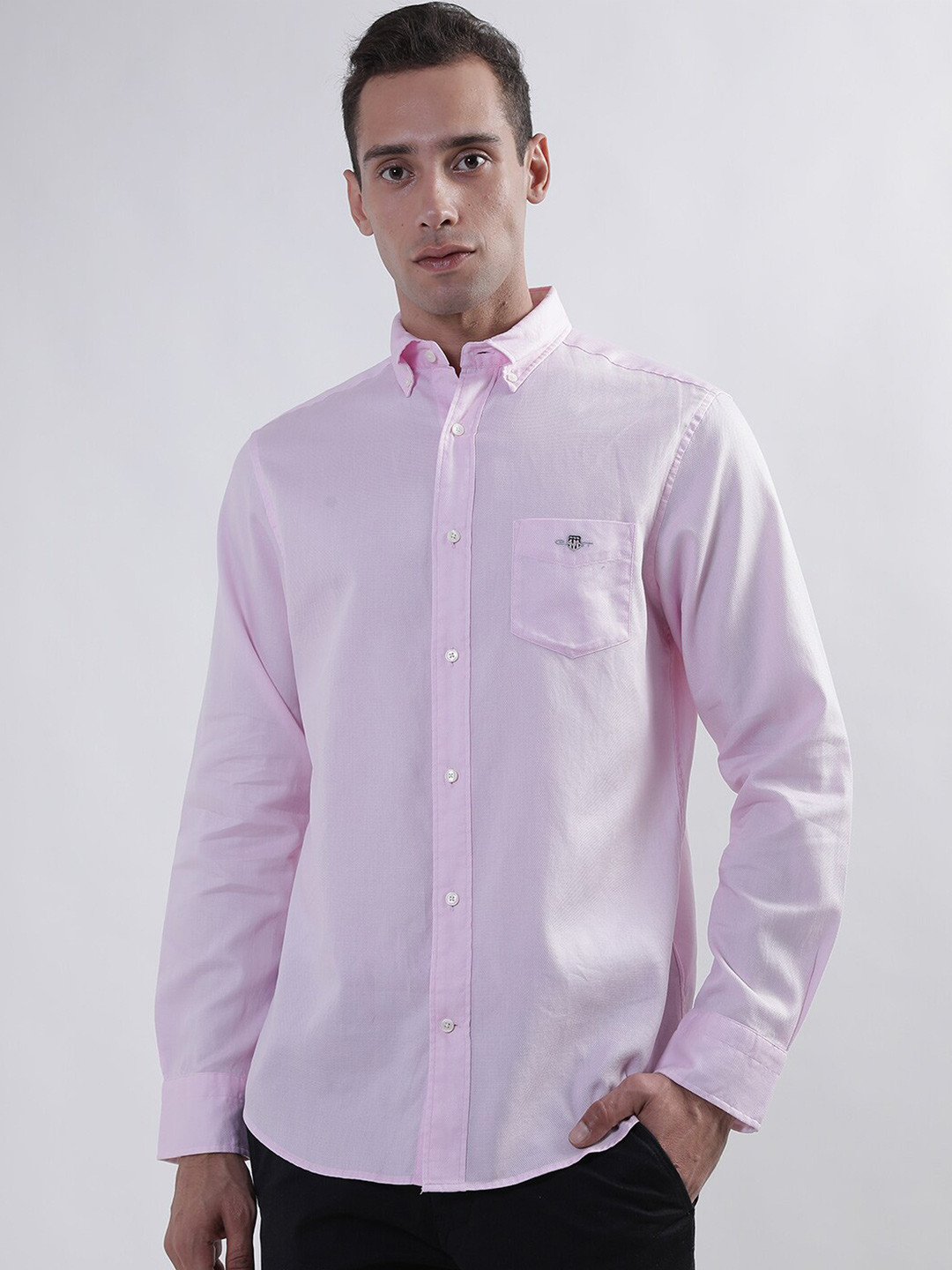 Buy GANT Button Down Collar Textured Cotton Casual Shirt Shirts for