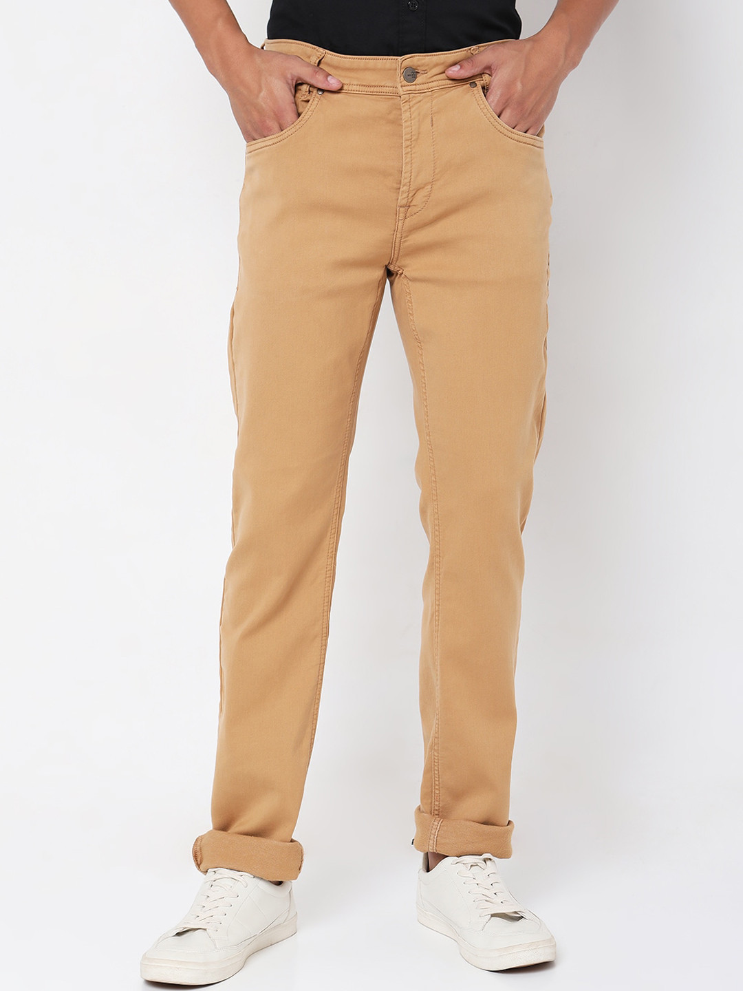 Buy Mufti Men Mid Rise Super Slim Fit Easy Wash Chinos Trousers ...