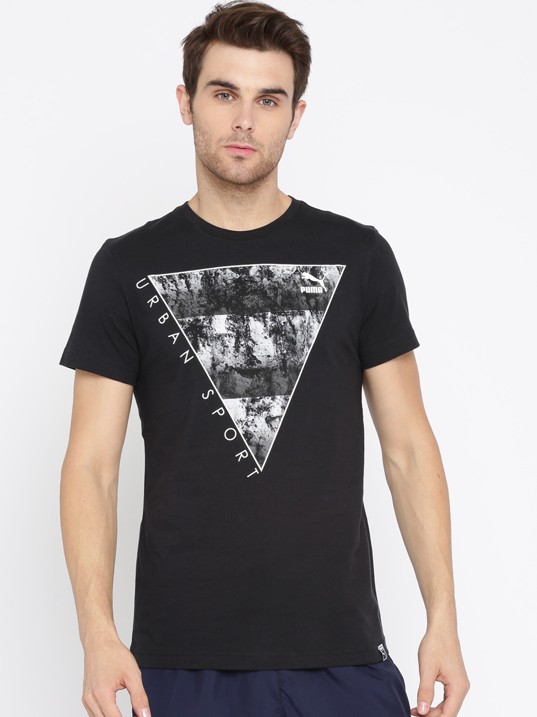 Buy Puma Men Black Printed Round Neck Brand Plus T Shirt ...
