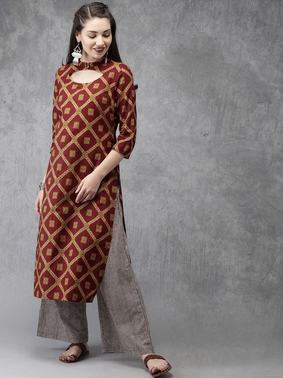 anouk maroon kurta set