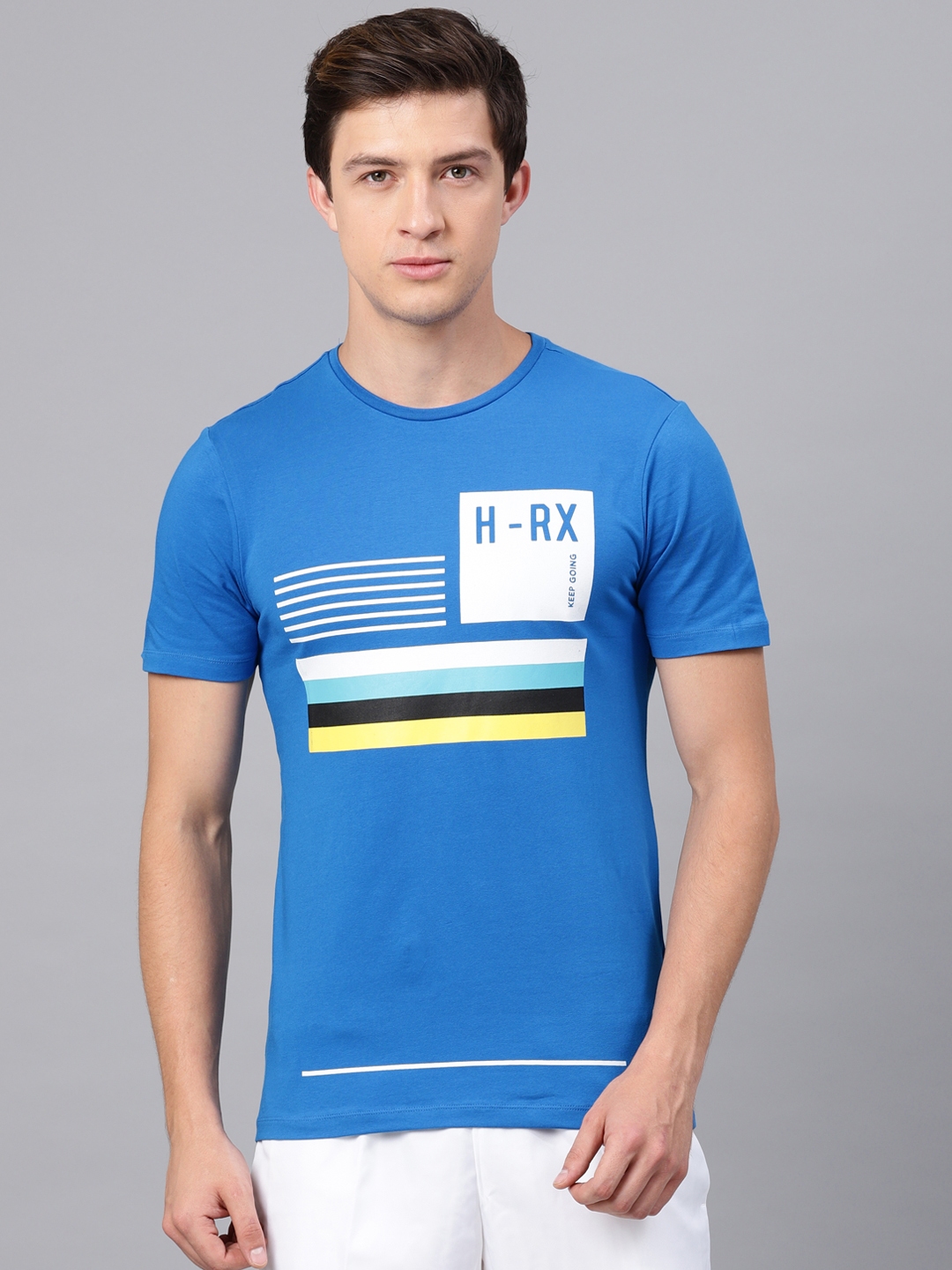 Buy HRX By Hrithik Roshan Men Blue Printed Round Neck T Shirt - Tshirts ...